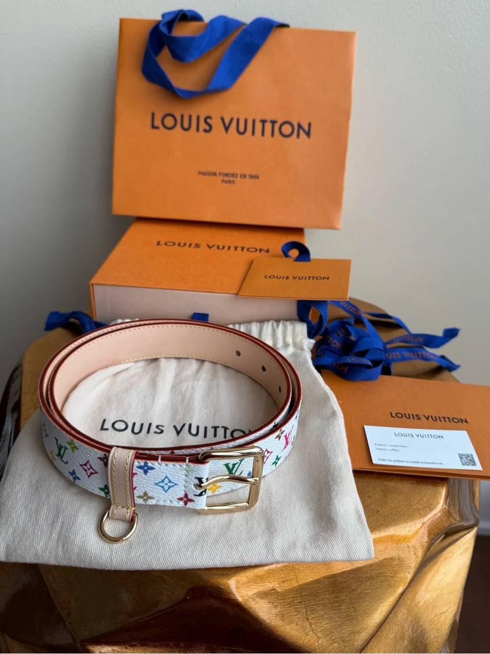 NWT Louis Vuitton x Takashi Murakami - LV D-Ring 30mm belt, size 80cm (32 in)